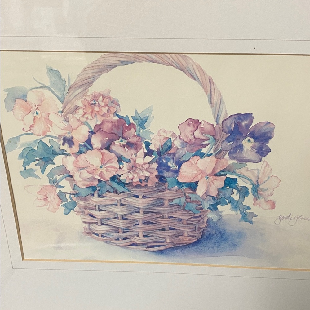 Fortunoff Pansy Vintage Basket Framed Art by Jansen